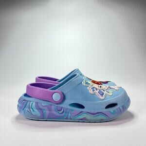 Disney Frozen Blue Elsa Anna Clogs Crocs Shoes Sandals Youth Size 11-12
